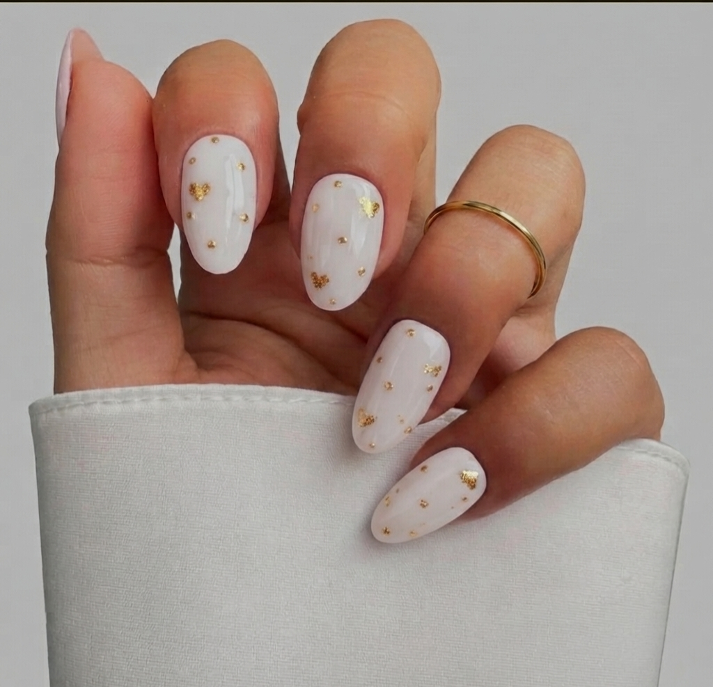 Gilded Heart Milk Nails