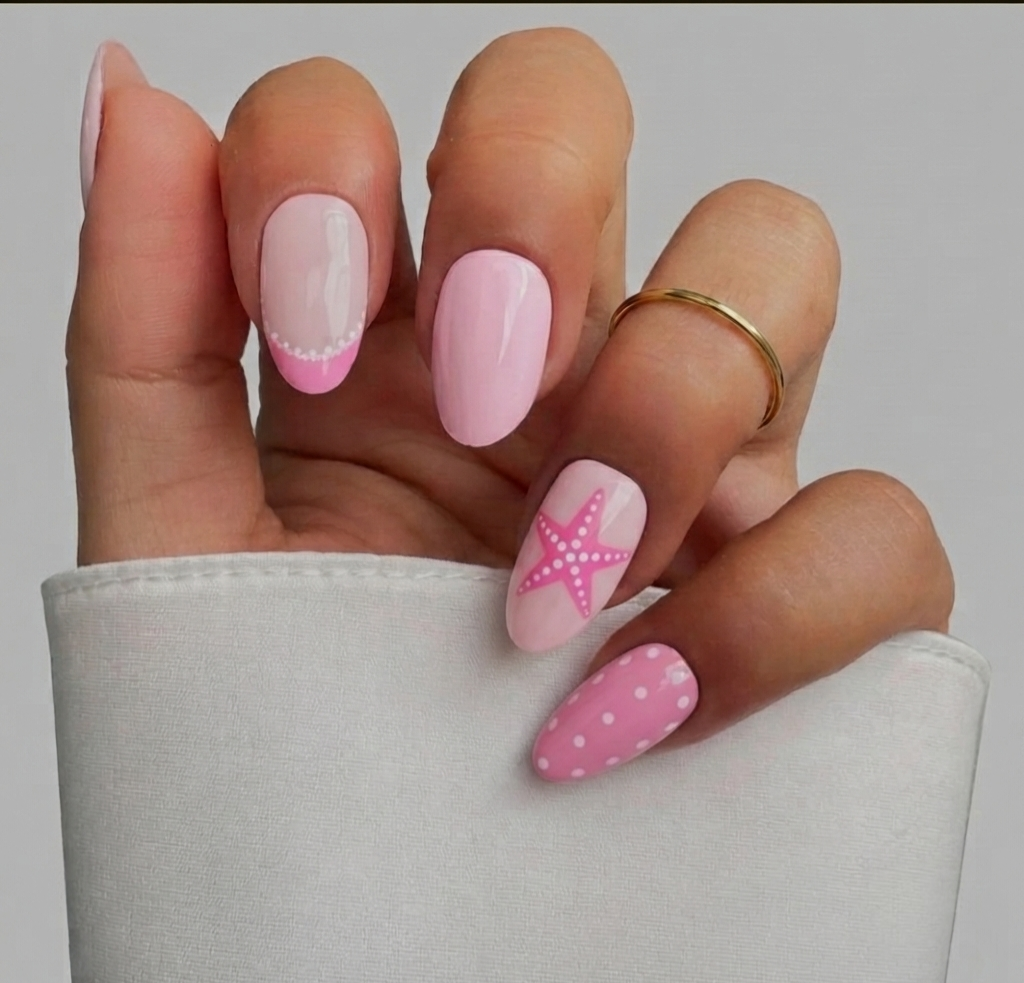 Pink Starfish Shore Nails