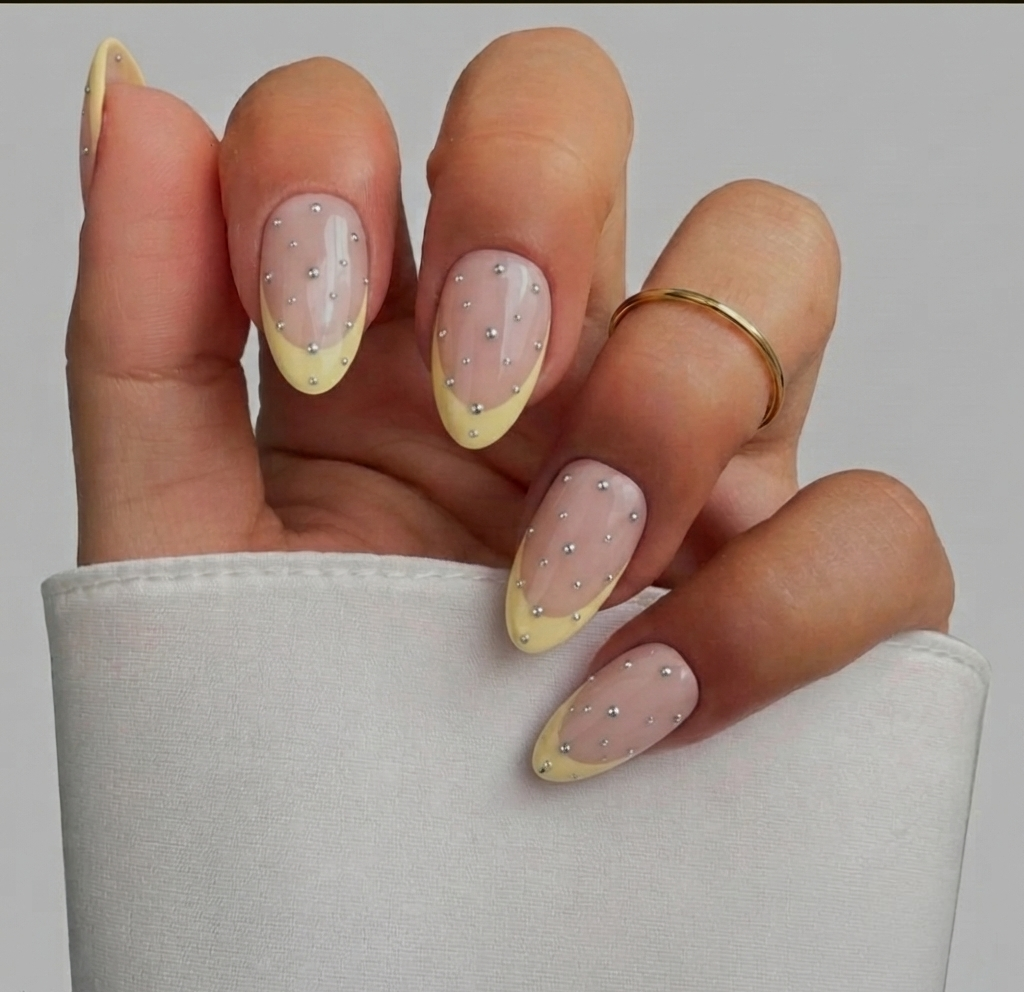 Lemon Sparkle French Nails