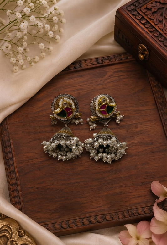 Moti Cluster Jhumka Earrings
