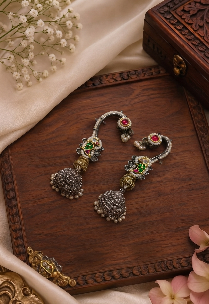 Paisley Crescent Jhumka Earrings