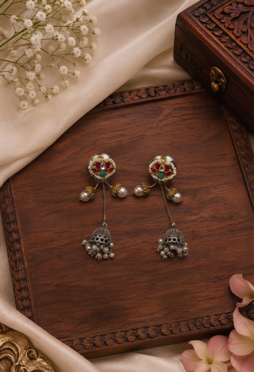 Pearl Blossom Jhumki Earrings