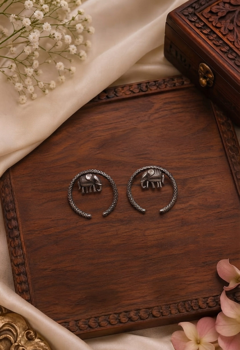 Elephant Motif Adjustable Rings (Set of 2)
