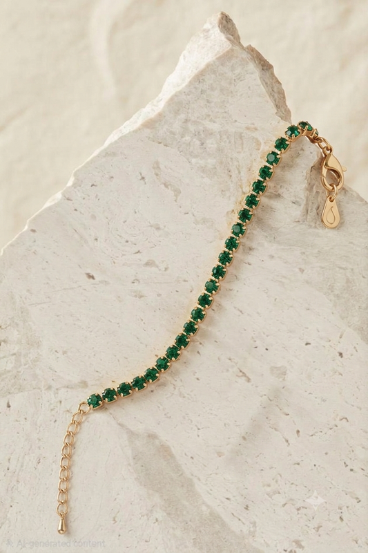 Classic Emerald-Style Round Cut Tennis Bracelet