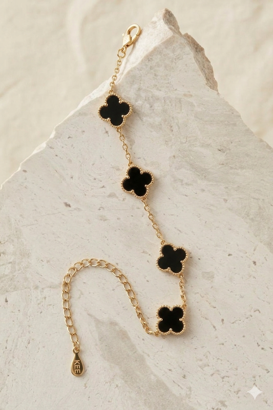 Onyx Black Clover Bracelet