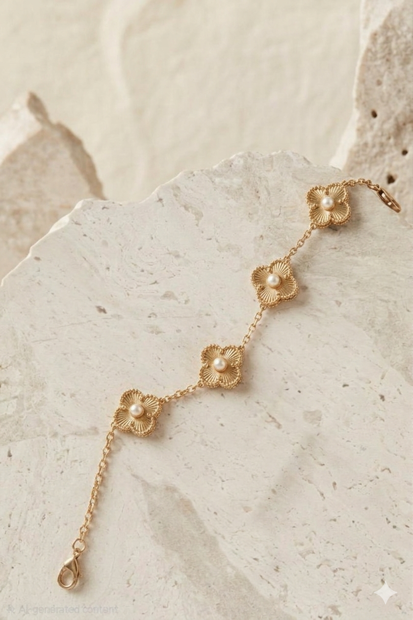 Pearl-Accent Clover Bracelet