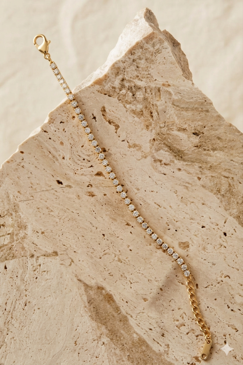 Radiant Gold-Tone Crystal Tennis Bracelet