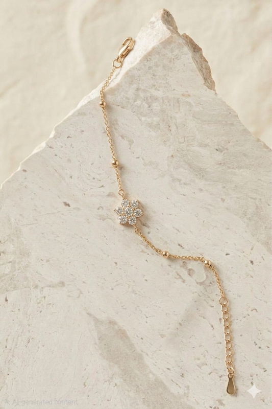 Delicate Floral Crystal Charm Bracelet