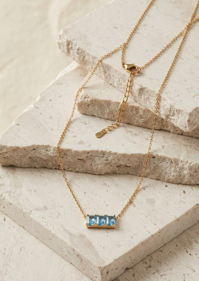 The Triple Azure Bar Necklace