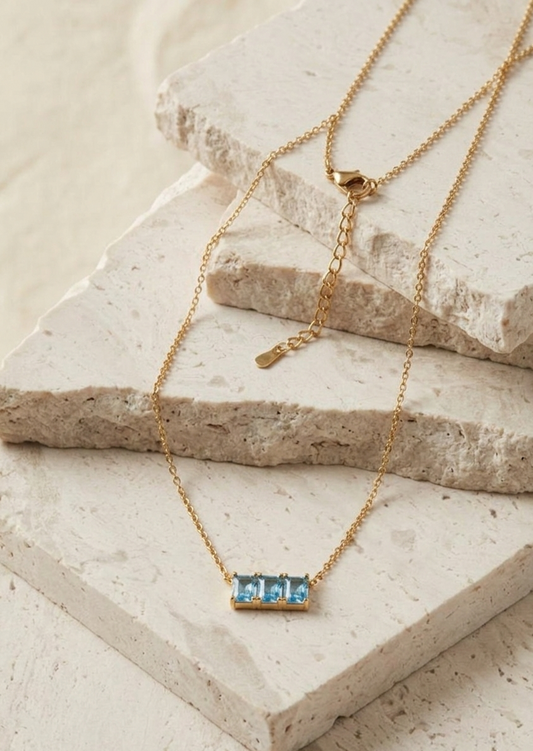 The Triple Azure Bar Necklace