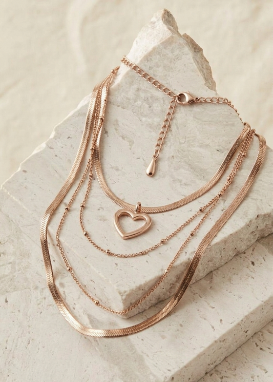 The Cascading Heart Layered Necklace