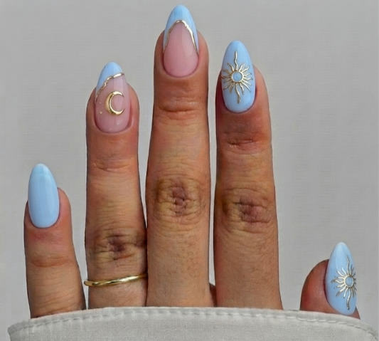 Celestial Blue Charm Nails