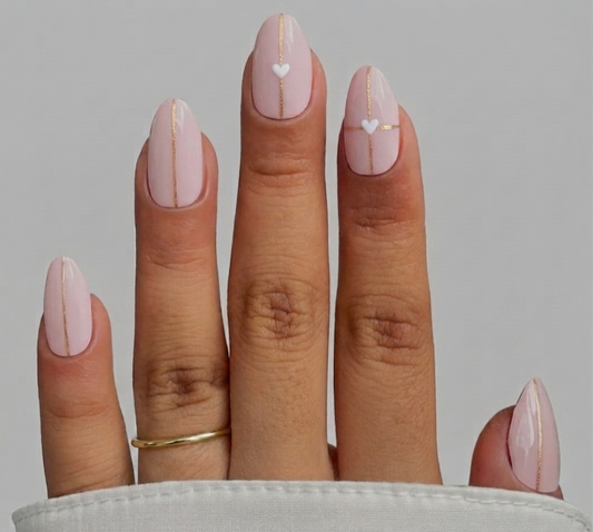 Golden Heart Line Nails