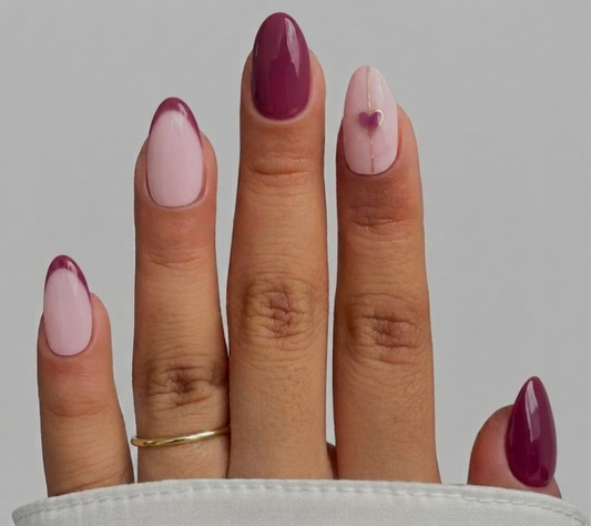 Mauve Heart Whisper Nails