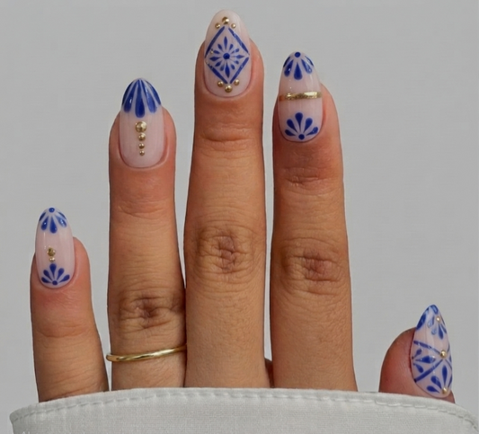 Cobalt Azulejo Tile Nails