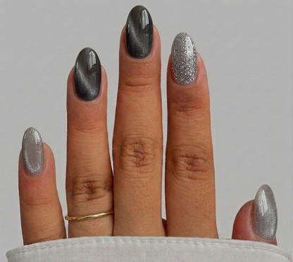 GUN METAL CAT EYE WITH SILVER GLITTER