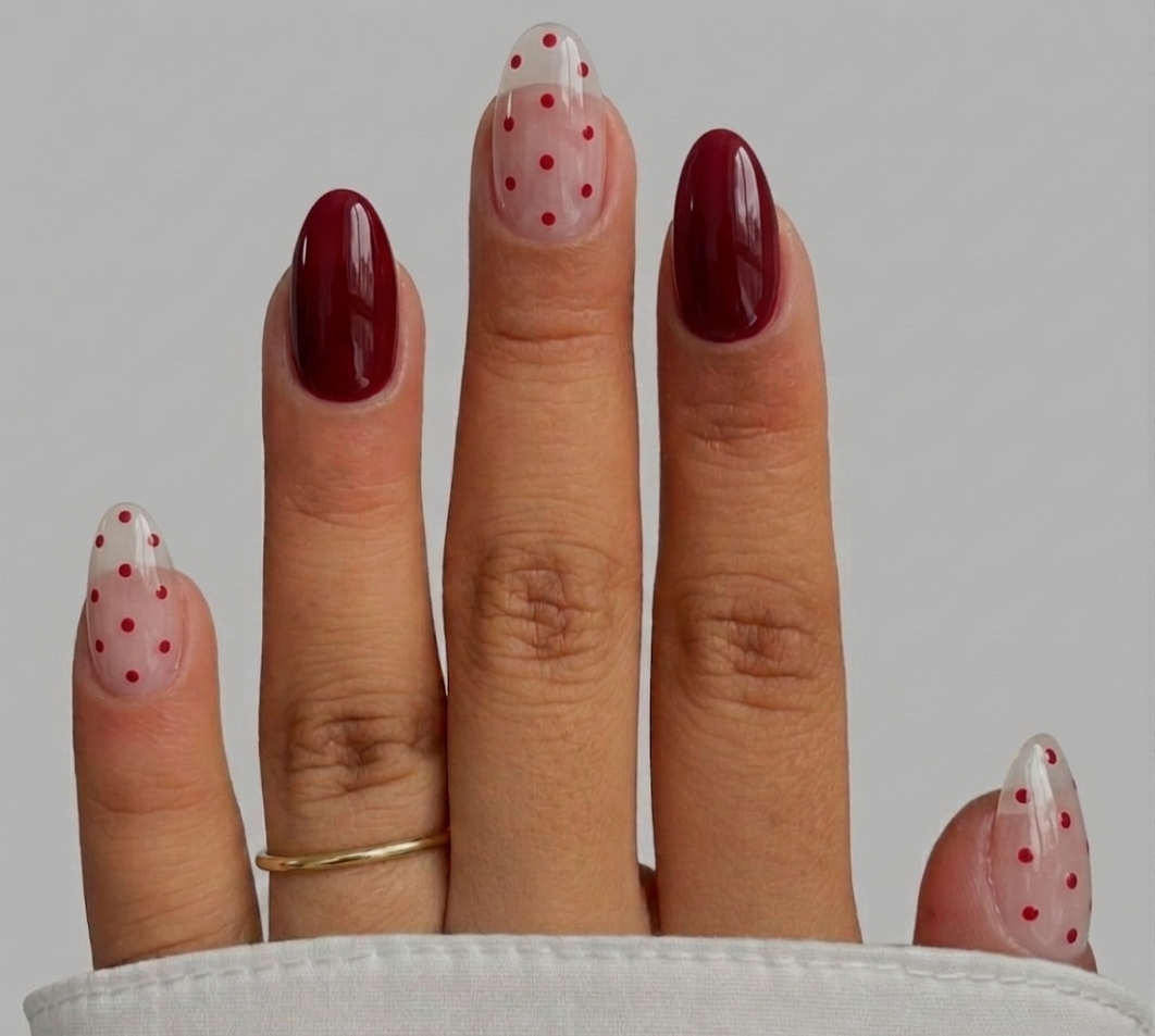 BURGUNDY SHEER DOT
